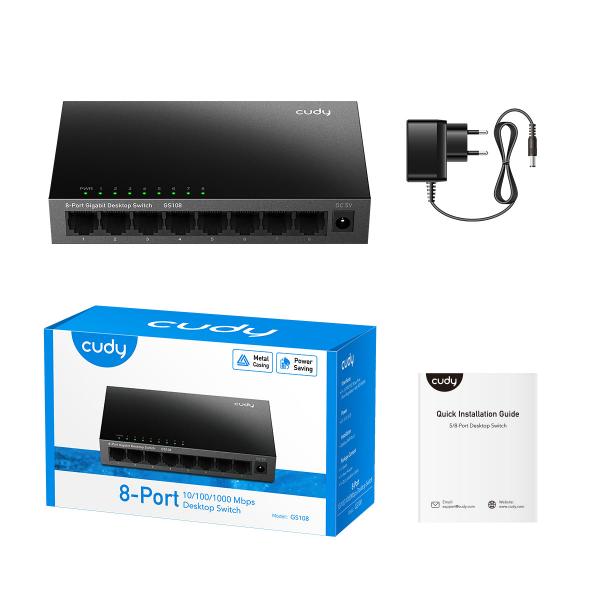 CUDY GS108 - SWITCH 8 PT GIGABIT - METAL CHASSIS
