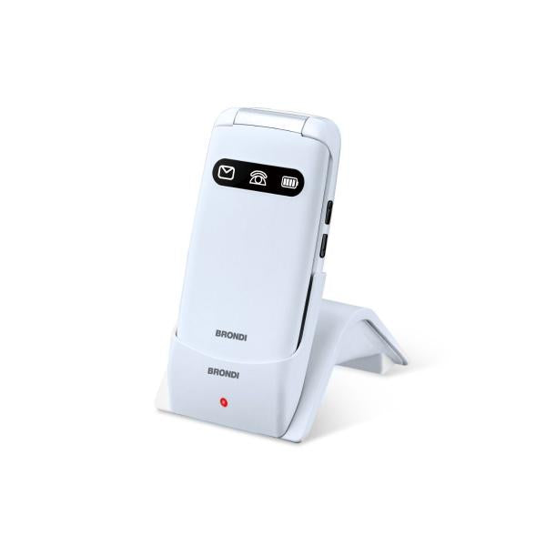 BRONDI AMICO FAVOLOSO (BIANCO METAL) - TELEFONO CELLULARE PER ANZIANI - TASTO SOS - TORCIA - CONTROLLO REMOTO - ANNUNCIO VOCALE