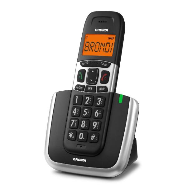 BRONDI BRAVO PLATINUM BLACK/SILVER CORDLESS DECT CON TASTI GRANDI