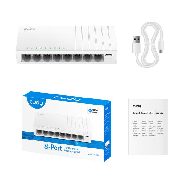 CUDY FS108D - SWITCH 8 PT 10/100 MBPS - METAL SWITCH