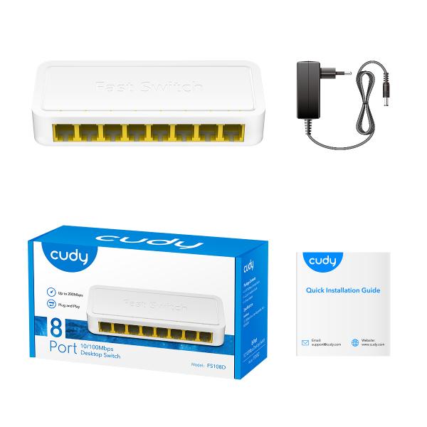 CUDY FS108D - SWITCH 8 PT 10/100 MBPS - METAL SWITCH