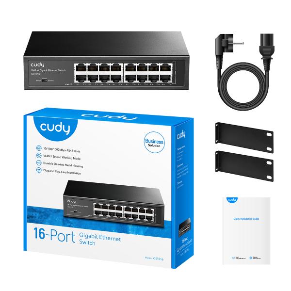 CUDY GS1016 - SWITCH 16 PT GIGABIT - METAL CHASSIS