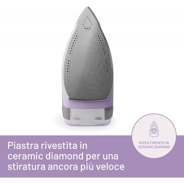 Imetec Intellifast Ferro da stiro a secco e a vapore Piastra in Ceramica Grigio, Viola