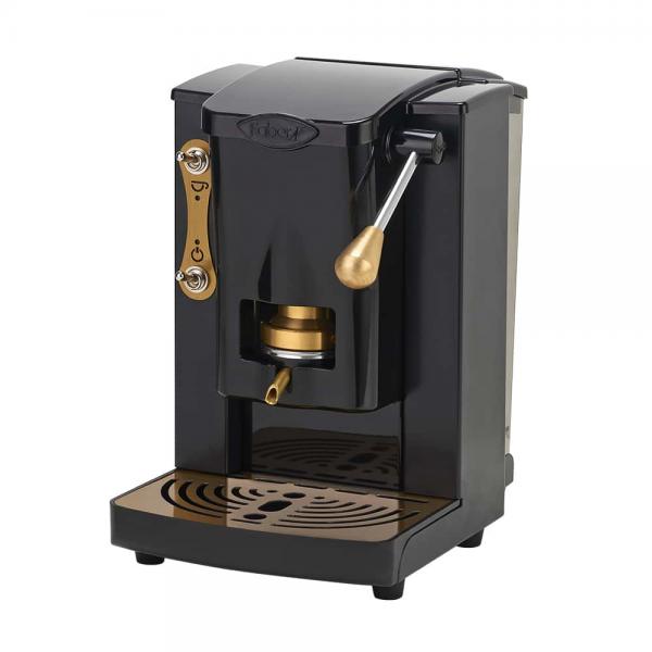 FABER PICCOLA SLOT BRASS EDITION - MACCHINA PER CAFFE'' CON PRESSACIALDA IN OTTONE - TELAIO IN METALLO NERO CON ELEMENTI DORATI E FRONTALE IN POLICARBONATO NERO