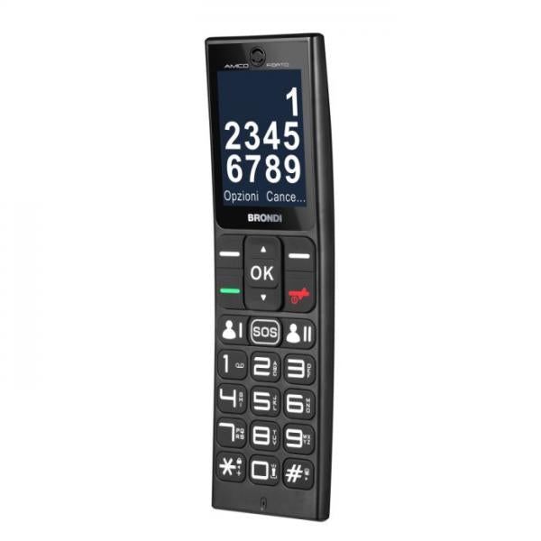 BRONDI AMICO FIDATO (NERO) - TELEFONO CELLULARE PER ANZIANI - TASTO SOS - TORCIA - CONTROLLO REMOTO - FOTOCAMERA - BASE DI RICARICA