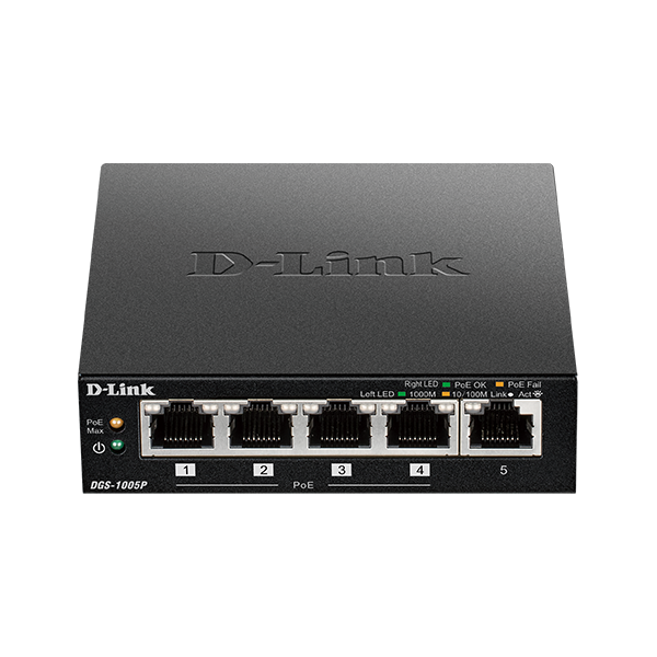 D-LINK DGS-1005P - DESKTOP SWITCH 5 PORTE GIGABIT POE+