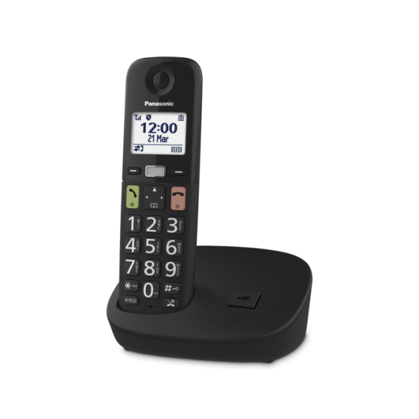 PANASONIC KX-TGU112EXB DUO BLACK DECT CON PULSANTI GRANDI ED AUDIO POTENZIATO CON AGGIUNTIVO
