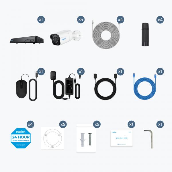 REOLINK NVS8-5MB4 (PS2KB02-8) - KIT 4 TELECAMERE P320 + NVR POE 8CH - HDD 2TB INCLUSO