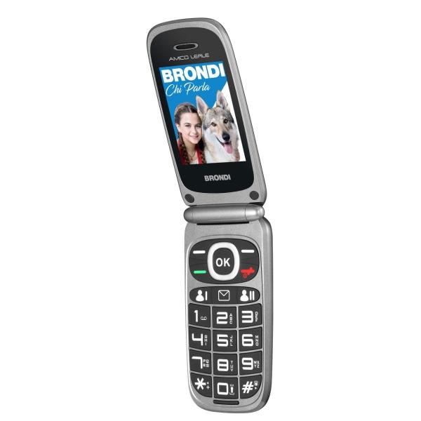 BRONDI AMICO LEALE (NERO) - TELEFONO CELLULARE PER ANZIANI - TASTO SOS - CONTROLLO REMOTO - ANNUNCIO VOCALE
