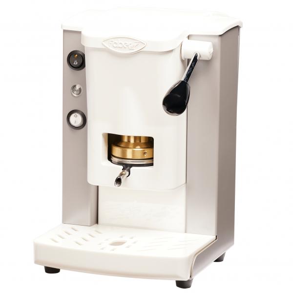 FABER PICCOLA SLOT BASIC (GRIGIO E BIANCO) - MACCHINA PER CAFFE'' - PRESSACIALDA IN OTTONE - TELAIO METALLO E POLICARBONATO