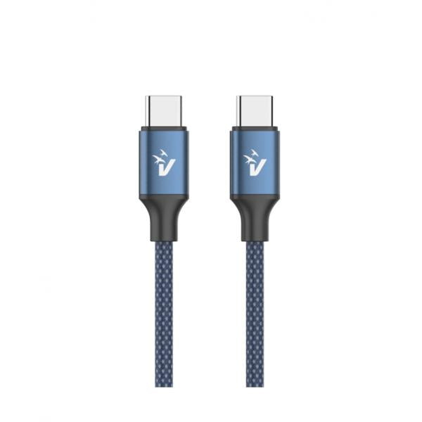 VULTECH CS-NCC20BL - CAVO SMARTPHONE IN NYLON TYPE-C TO TYPE-C 2M 5.0A 100W - BLU