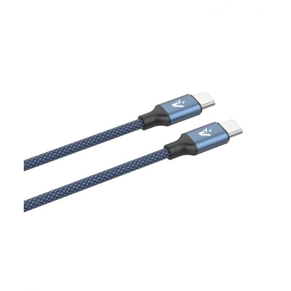 VULTECH CS-NCC20BL - CAVO SMARTPHONE IN NYLON TYPE-C TO TYPE-C 2M 5.0A 100W - BLU