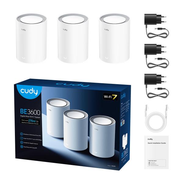 CUDY M3600(3-PACK) - MESH SYSTEM BE3600 WI-FI 7 - 3 NODI