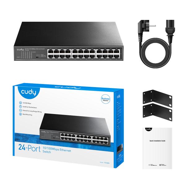 CUDY FS1024 - SWITCH 24 PT 10/100 MBPS - METAL CHASSIS