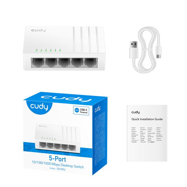 CUDY GS105U - SWITCH 5-PORT GIGABIT USB-C