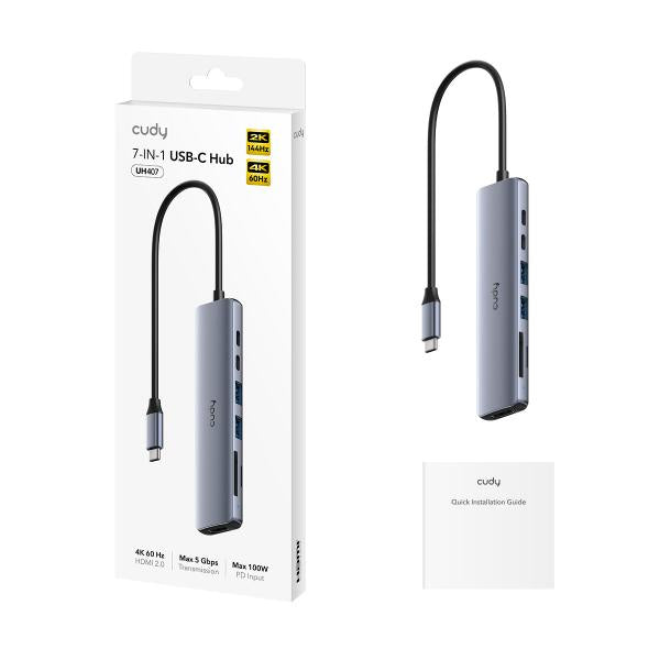 CUDY UH407 - HUB USB 7-IN-1 WITH 4K HDMI