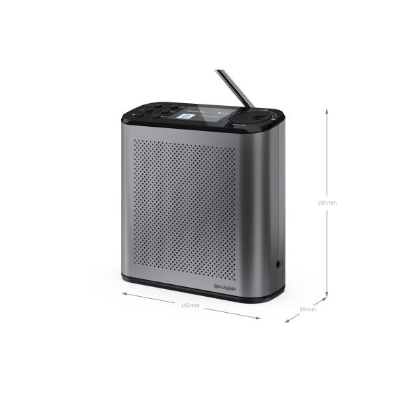 SHARP OSAKA DR-P530(GY) - RADIO DIGITALE PORTATILE - DAB/DAB+ - 2.4"""" SLIDE SHOW DISPLAY - BLUETOOTH 5.3 - STORM GREY