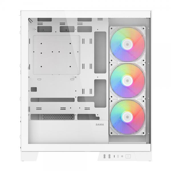 SAMA MID TOWER V50 WHITE 2*TG 4*FAN WHITE120mm ARGB PWM