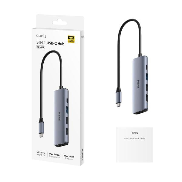CUDY UH405 - HUB USB 5-IN-1 WITH 4K HDMI