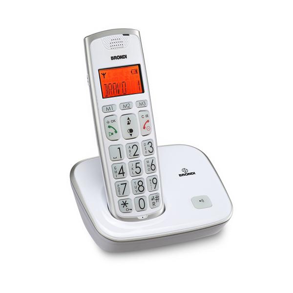 BRONDI BRAVO GOLD 2 (BIANCO) - TELEFONO CORDLESS SINGOLO - TASTI GRANDI - AUDIO AMPLIFICATO - VIVAVOCE