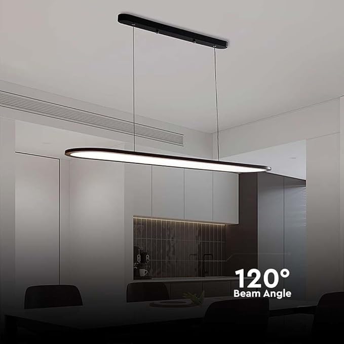 V-TAC VT-7821 Lampadario LED 24W plafoniera ovale sospesa 80 * 100cm design moderno colore nero luce 4000K - 10045