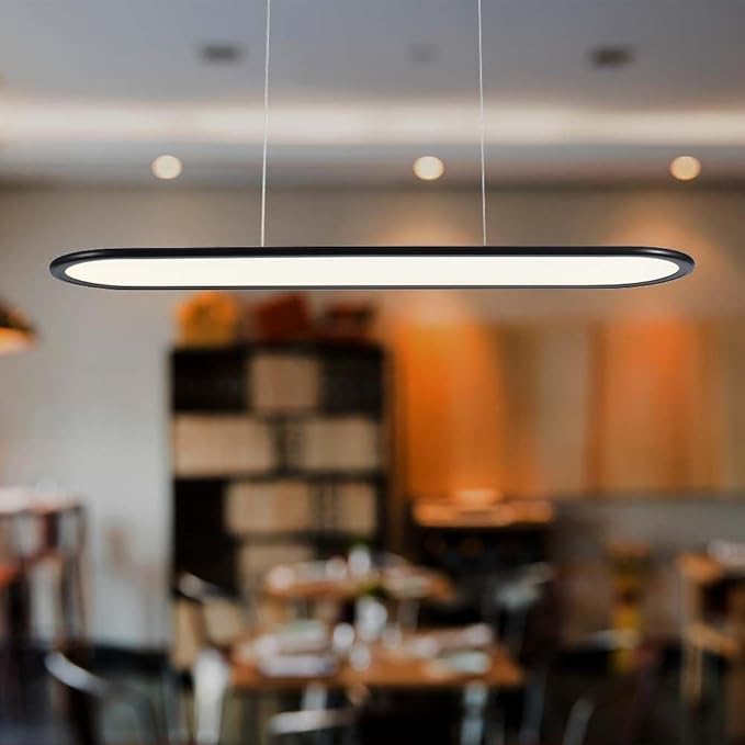 V-TAC VT-7821 Lampadario LED 24W plafoniera ovale sospesa 80 * 100cm design moderno colore nero luce 4000K - 10045