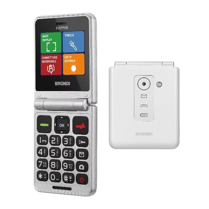 BRONDI FLIPPER (BIANCO) - TELEFONO CELLULARE - TORCIA - FOTOCAMERA