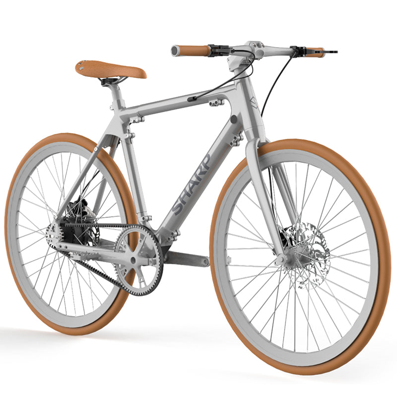 SHARP MILANO (BK-RS08E-S) CITY E-BIKE (ARGENTO METALLIZZATO) - BICICLETTA ELETTRICA - RUOTE 28"" KENDA - MOTORE 250W 36V - BATTERIA 36V 7AH CERTIFICATA - TELAIO IN ALLUMINIO - AUTONOMIA FINO AD 80KM - CINGHIA IN CARBONIO - FRENI A DISCO IDRAULICI