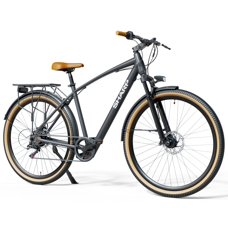SHARP RIGA (BK-DM03E) CITY E-BIKE (NERA) - BICICLETTA ELETTRICA - RUOTE 29""X2.125"" - MOTORE BAFANG 250W 36V - BATTERIA 36V 7.8 AH CERTIFICATA - TELAIO IN ALLUMINIO - AUTONOMIA FINO AD 60KM