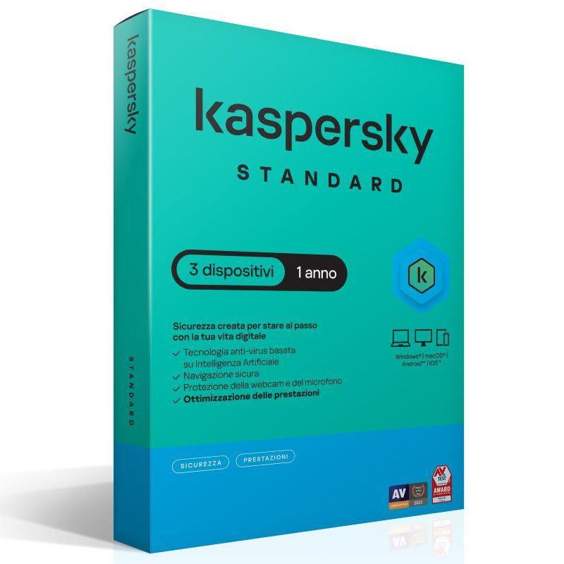 KASPERSKY STANDARD (SLIMBOX) - SOFTWARE SICUREZZA 3 DEVICE / 1 ANNO