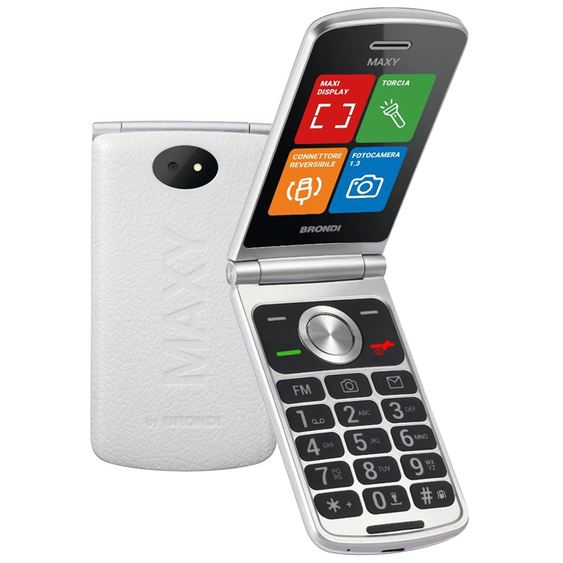 BRONDI MAXY (WHITE) - TELEFONO CELLULARE CON MAXY DISPLAY - TORCIA - FOTOCAMERA