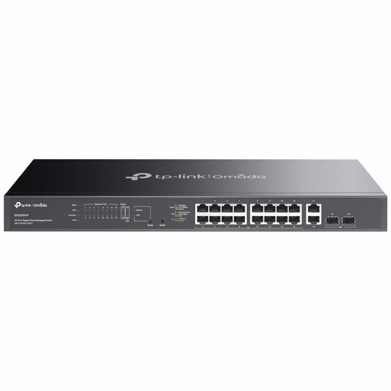 OMADA (TP-LINK) ES220GMP - SWITCH EASY MANAGED 20 PT LAN GIGABITCON 16 PT POE+ - MONT. RACK 1U 19""