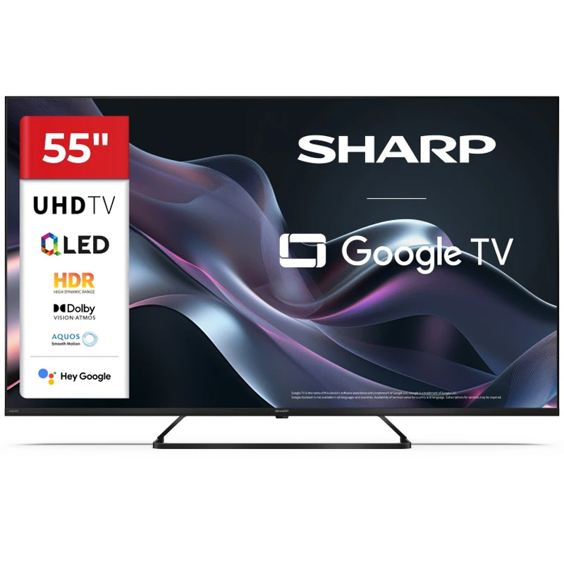 SHARP 55HP6265E - 55"" GOOGLE TV QLED 4K - FRAMELESS - HDR - AUDIO HARMAN KARDON - IT - PIEDE CENTRALE