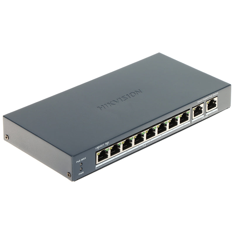 HIKVISION DS-3E1510P-EI/M - SWITCH 8PT GIGABIT POE + 2PT GIGABIT RJ45, 80W