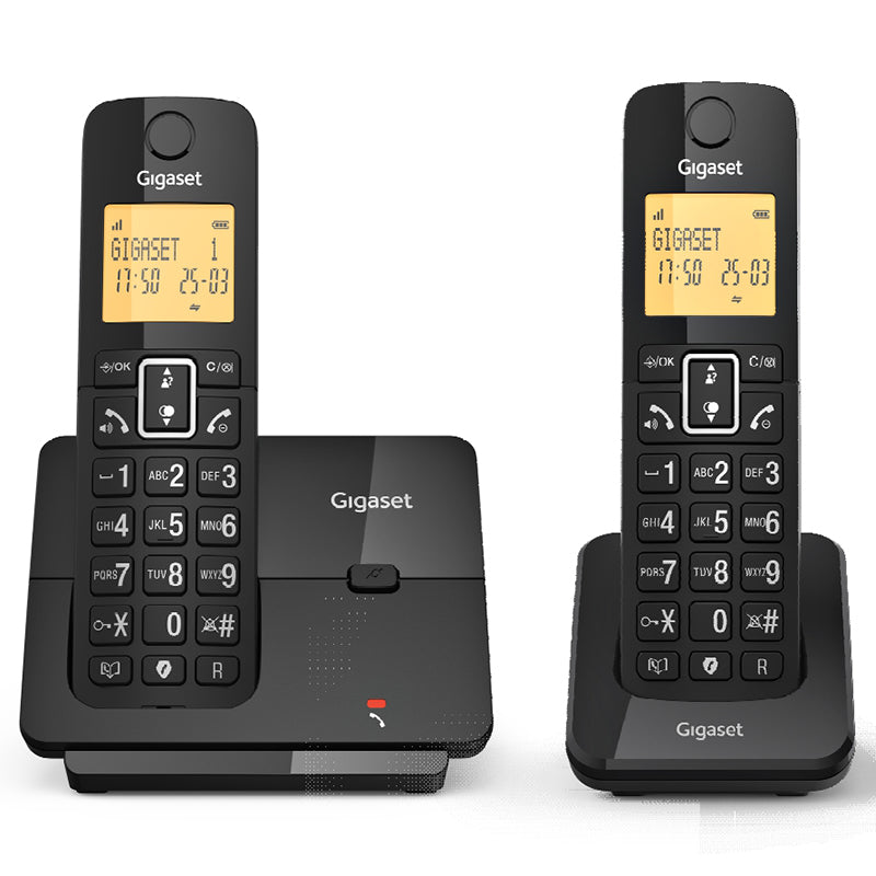 GIGASET ESSENTIAL 300 DUO BLACK - TELEFONO CORDLESS DUO - VIVAVOCE - RUBRICA 60 NUM