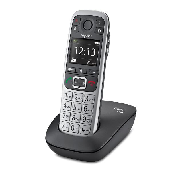 GIGASET E560 (PLATINO) - TELEFONO CORDLESS - VIVAVOCE - 4 TASTI CHIAMATA RAPIDA - HAC
