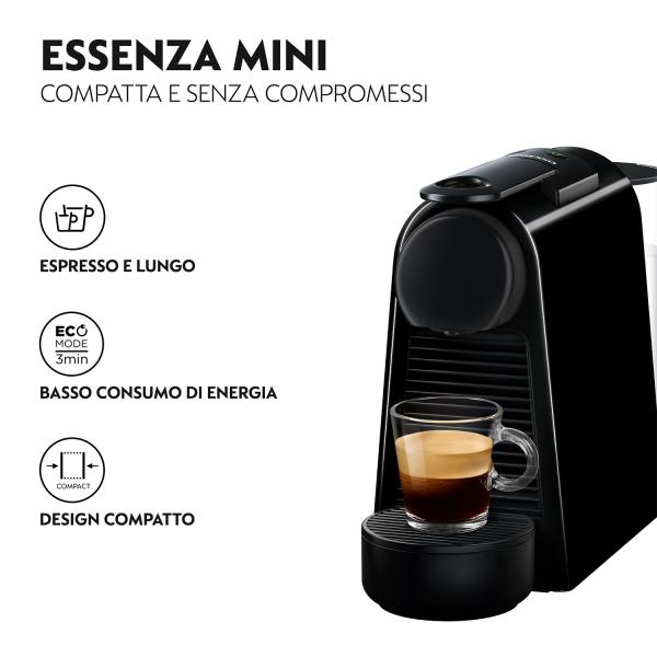 DeLonghi NESPRESSO ESSENZA MINI (EN85.B) BLACK - MACCHINA CAFFE` ESPRESSO A CAPSULE