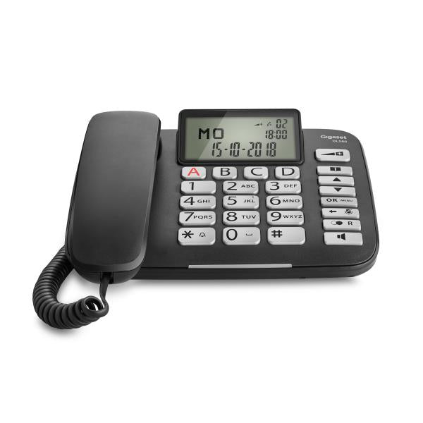 GIGASET DL580 (NERO) - TELEFONO CORDED - MAXI DISPLAY - TASTI GRANDI - SUONO AMPLIFICATO