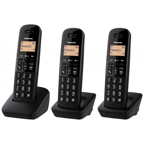 PANASONIC KX-TGB613JT (NERO) - TELEFONO CORDLESS TRIPLO - IMPUGNATURA ANTISCIVOLO - AUTONOMIA IN CHIAMATA 18H