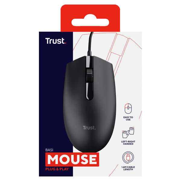 Trust Basi mouse Ufficio Ambidestro USB tipo A Ottico 1200 DPI