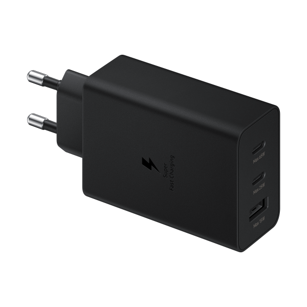 SAMSUNG FAST EP-T6530NBEGEU - ALIMENTATORE 65W TRIO 2xUSB-C + 1xUSB-A Black