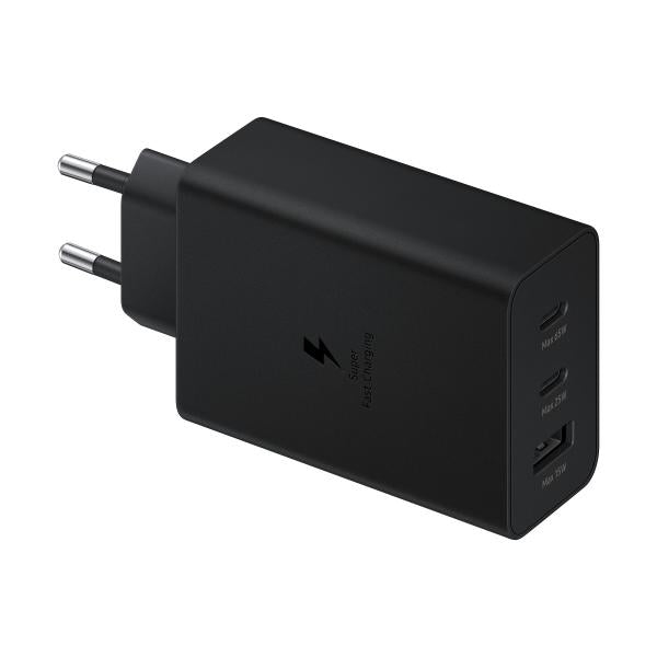 SAMSUNG FAST EP-T6530NBEGEU - ALIMENTATORE 65W TRIO 2xUSB-C + 1xUSB-A Black