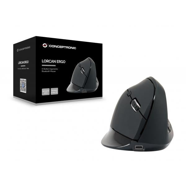 CONCEPTRONIC LORCAN03B - MOUSE ERGONOMICO BLUETOOTH - 6 PULSANTI - DPI SWITCH (800/1200/1600)