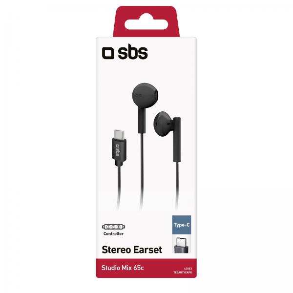 SBS Studio Mix 65c Cuffie Cablato In-ear Musica e Chiamate USB tipo-C Nero