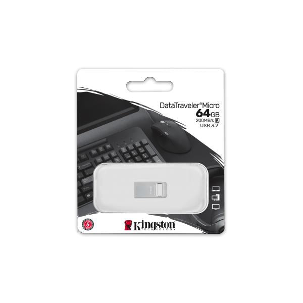 KINGSTON DATATRAVELER MICRO (DTMC3G2/64GB) - PEN DRIVE 64GB USB 3.2 - METAL CHASSIS