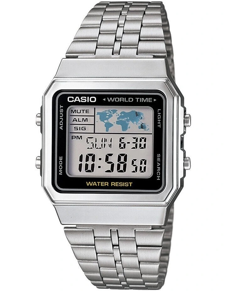 CASIO VINTAGE Mod. WORLD TIME - SILVER & BLACK