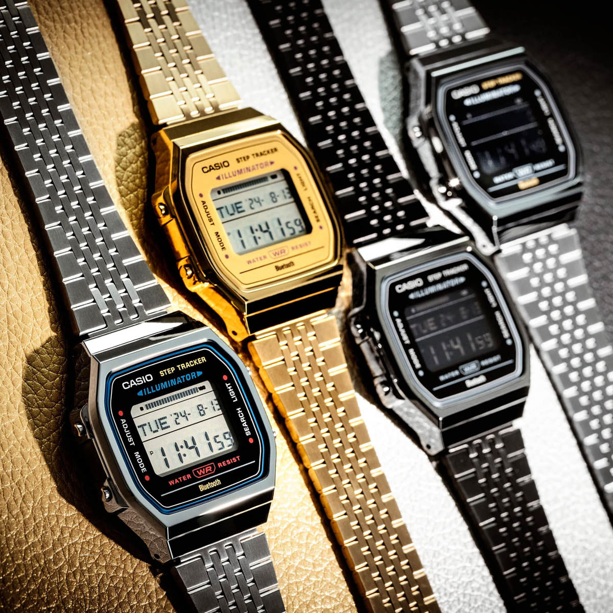 CASIO VINTAGE Mod. BLUETOOTH SMARTPHONE LINK - STEEL - built-in accelerometer senses body movements + steps counter - BLACK