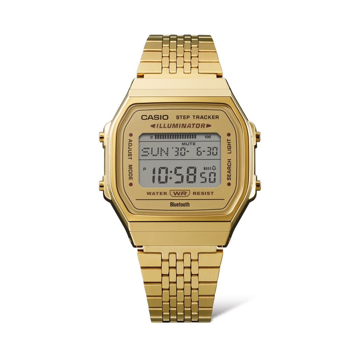 CASIO VINTAGE Mod. BLUETOOTH SMARTPHONE LINK - GOLD - built-in accelerometer senses body movements + steps counter