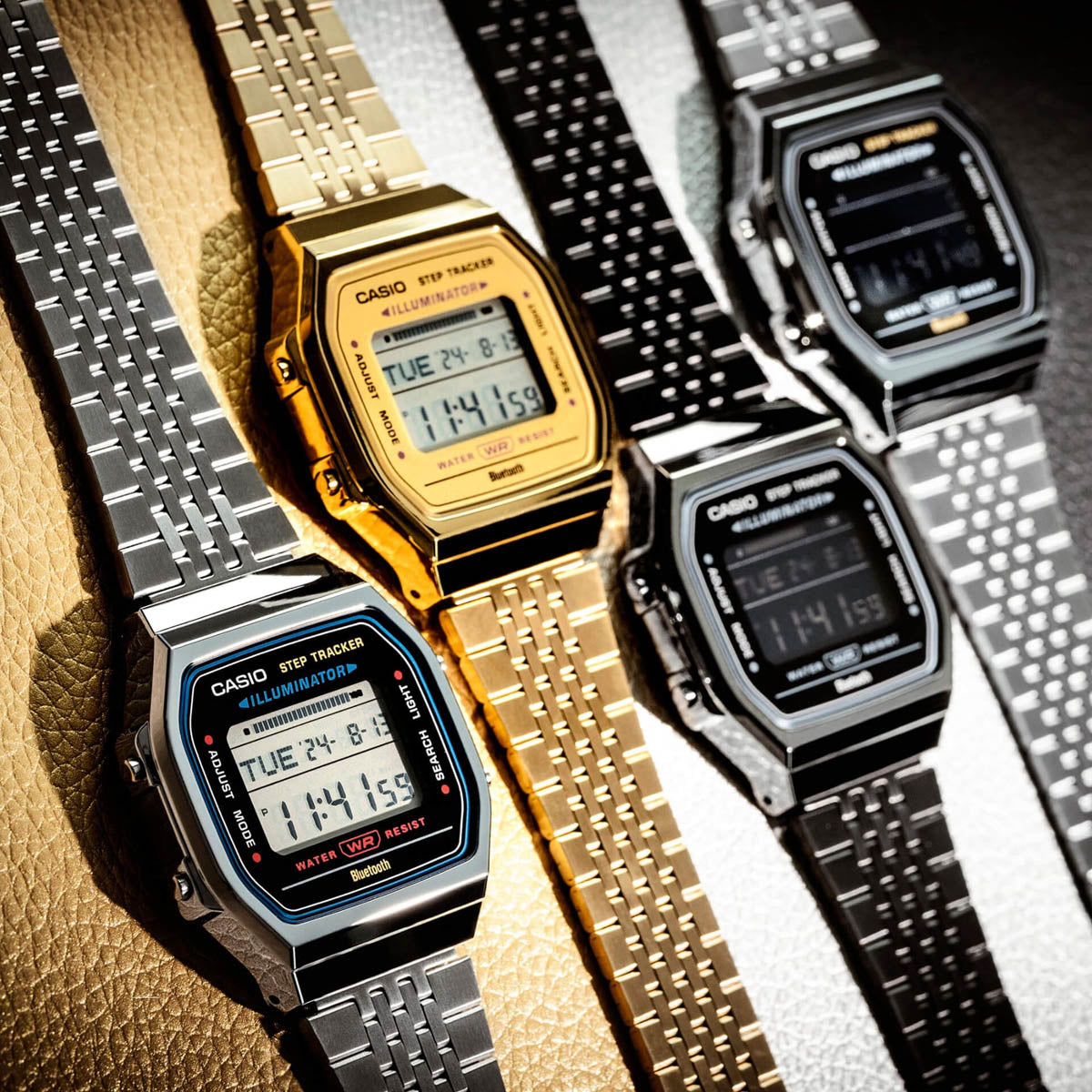 CASIO VINTAGE Mod. BLUETOOTH SMARTPHONE LINK - BLACK - built-in accelerometer senses body movements + steps counter - ALL BLACK