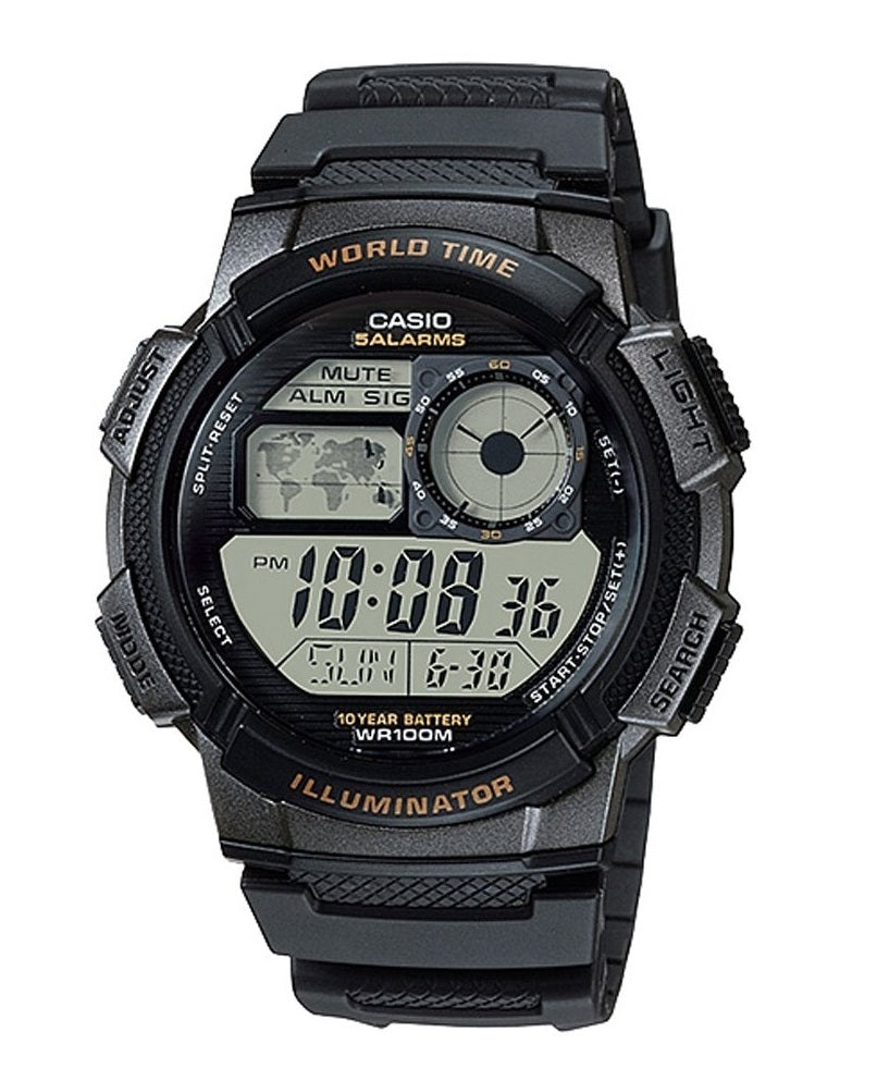 CASIO SPORT Mod. DIVER - WORLD TIME ILLUMINATOR 5 ALARMS. 10 YEARS BATTERY - BLACK